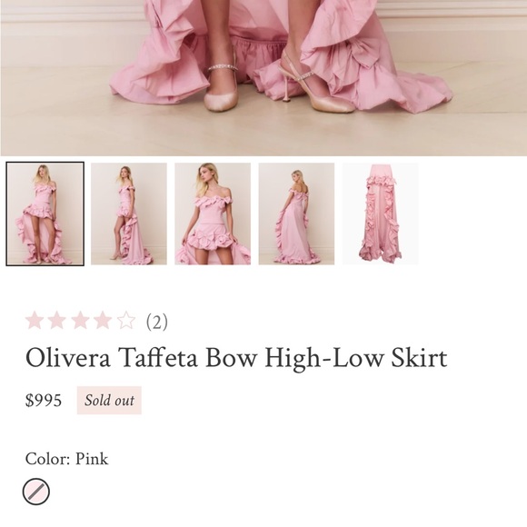 LoveShackFancy Olivera Taffeta Bow High-Low Skirt - Picture 8 of 17